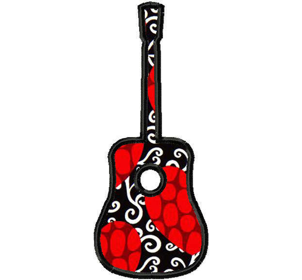 Free Acoustic Guitar Applique Daily Embroidery