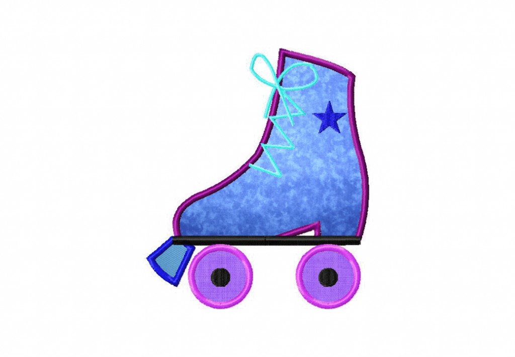 Free roller skate machine embroidery includes both applique and fill
