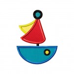 Sea Sailboat Machine Embroidery Design Includes Both Applique and 