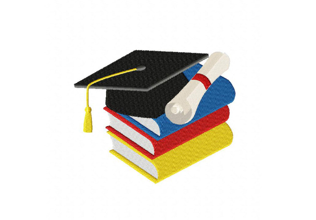 Graduation Cap And Books Machine Embroidery Design Daily Embroidery