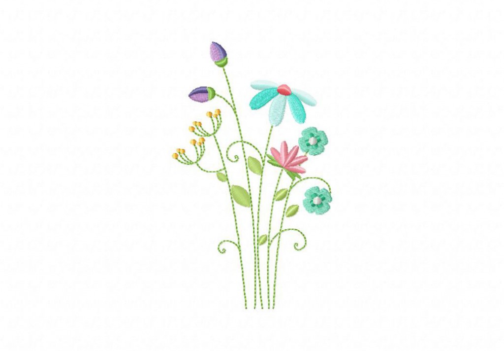 Field flowers machine embroidery design  daily embroidery Field flowers machine embroidery design  daily embroidery