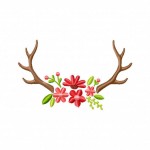 Vibrant floral antler machine embroidery design  daily embroidery