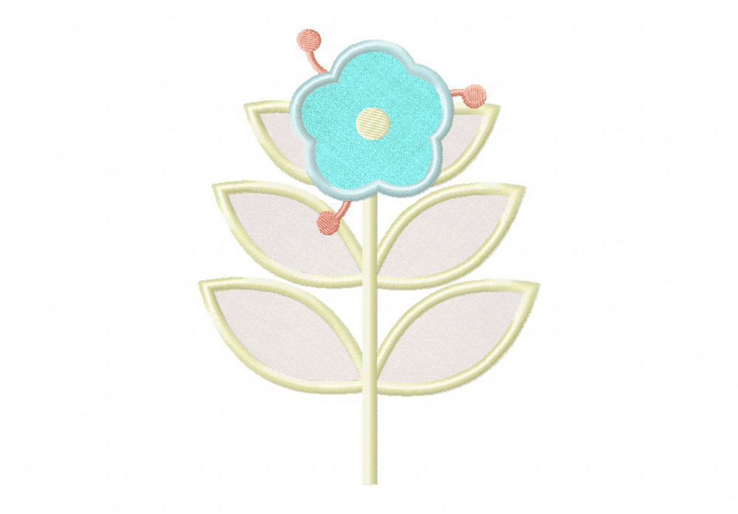 Simple blue flower design includes both applique and stitched daily Simple blue flower design includes both applique and stitched daily