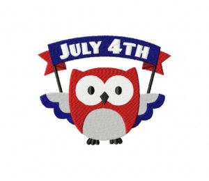 July 4th Owl Banner Machine Embroidery Design | Daily Embroidery