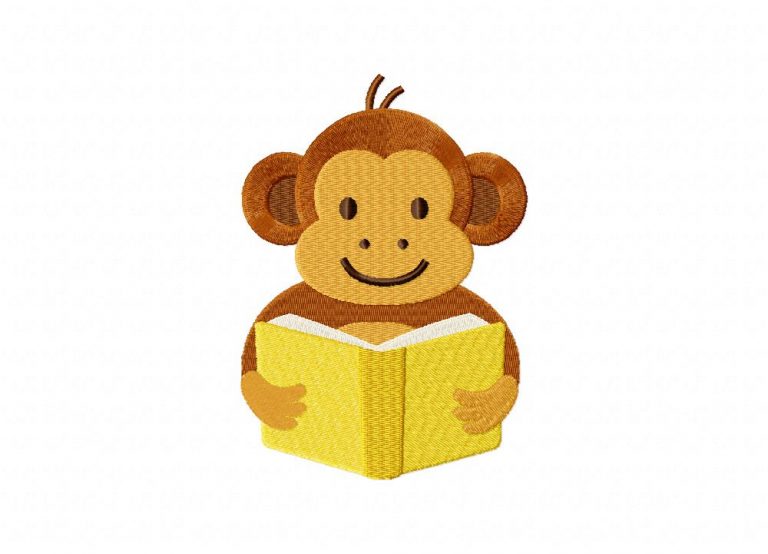 Reading Monkey Machine Embroidery Design Daily Embroidery Reading monkey machine embroidery design daily embroidery