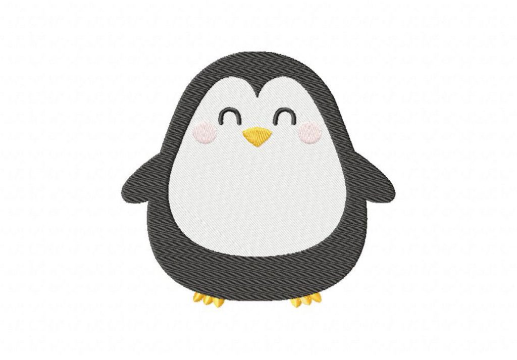 Cute Happy Penguin Includes Both Applique and Stitch Embroidery Design Penguin embroidery designs machine embroidery designs at