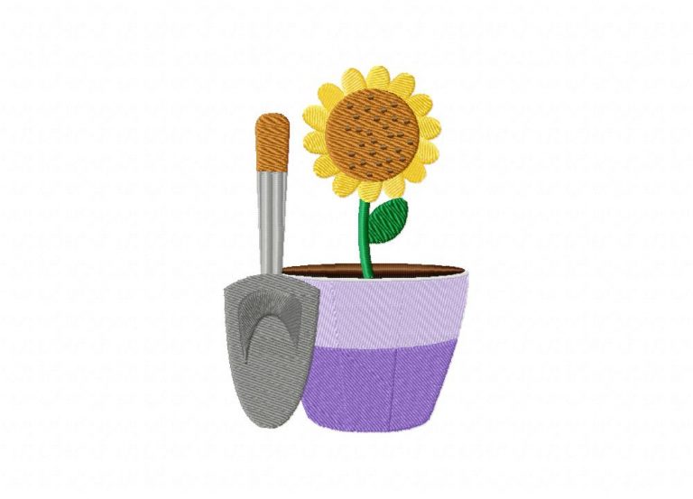 Spring sun flower plant embroidery design  daily embroidery