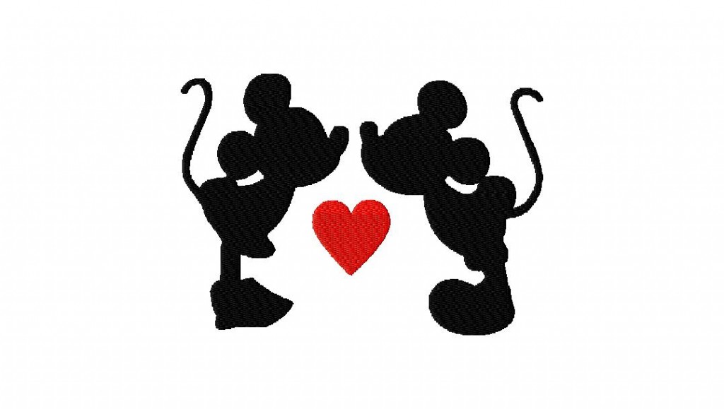 Free Embroidery Designs Mickey and Minnie Mouse Kissing