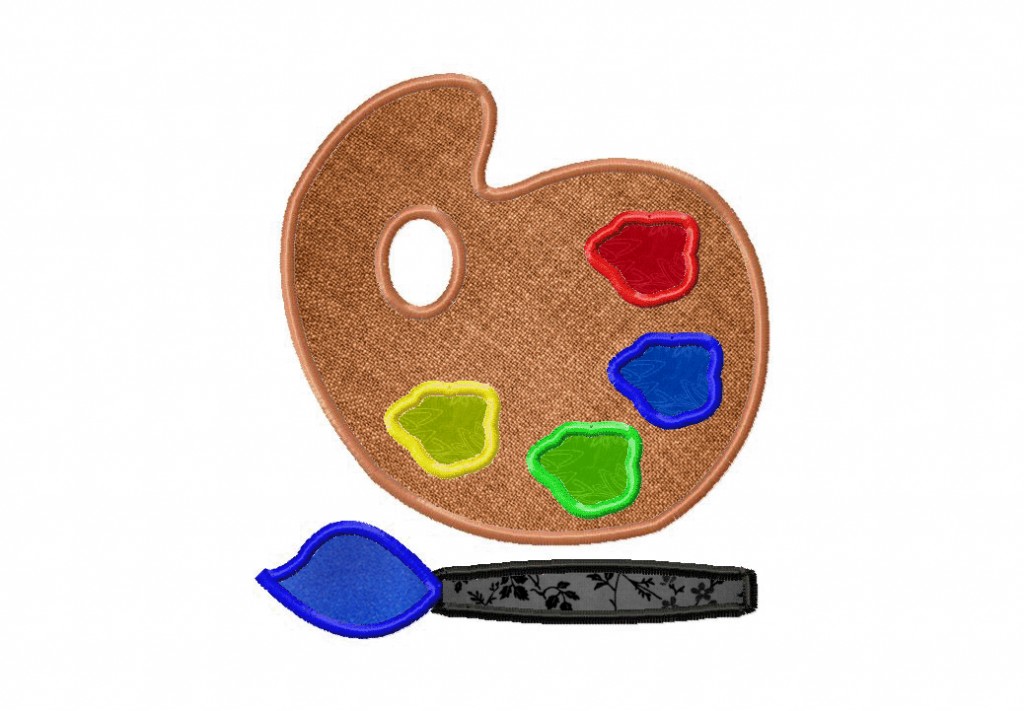 Artist Palette Machine Embroidery Design Includes Both Applique and