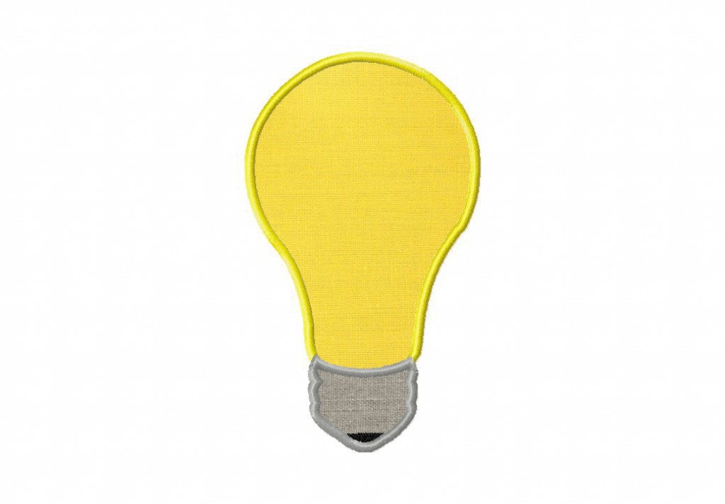 Light Bulb Embroidery Design Includes Both Applique and Fill Stitch for