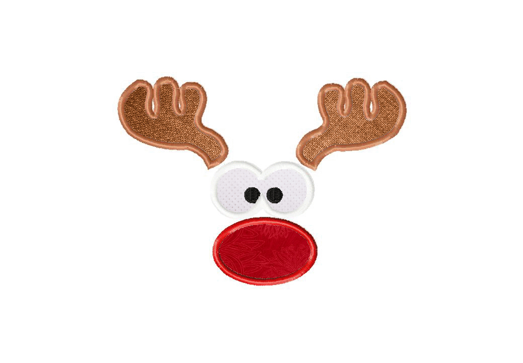 Red Nose Reindeer Face Machine Embroidery In Applique and Fill – Daily  Embroidery