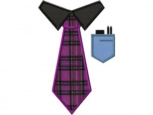 Geek Tie Applique 8 Inch