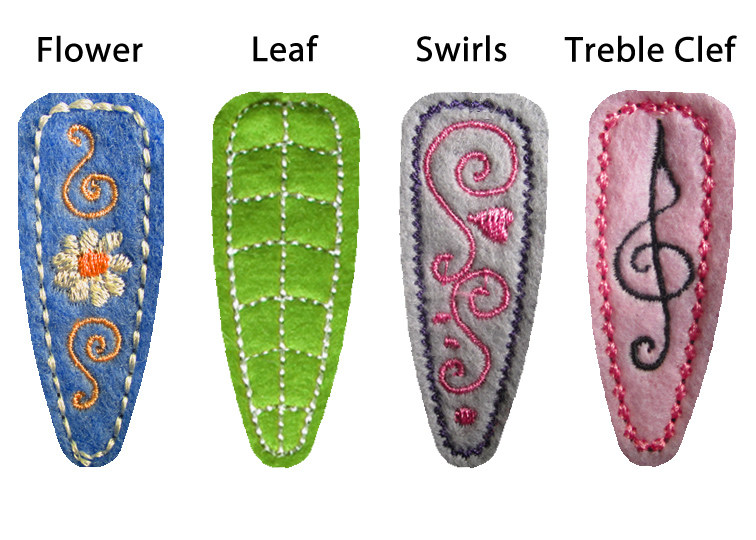 In the Hoop Barrette Cover Decorative Stitched Four Pack