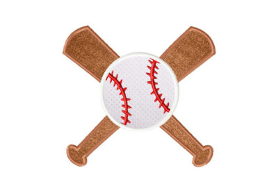 Baseball and Bats Machine Embroidery Includes Both Applique and Filled Stitch