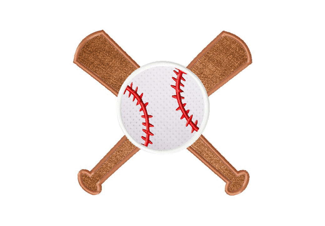 Baseball and Bats Machine Embroidery Includes Both Applique and Filled Stitch
