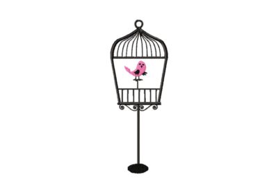 Decorative Bird in Cage Machine Embroidery Design