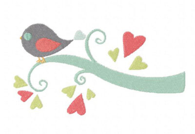 Bird on a Love Limb Machine Embroidery Design