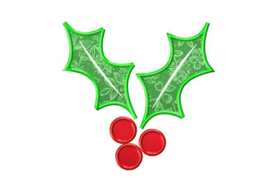 Christmas Holly Machine Embroidery Design Includes Both Applique and Fill Stitch