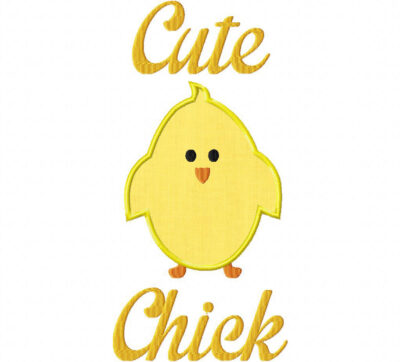 Cute Chick Machine Embroidery Design Includes Both Applique and Filled Stitch
