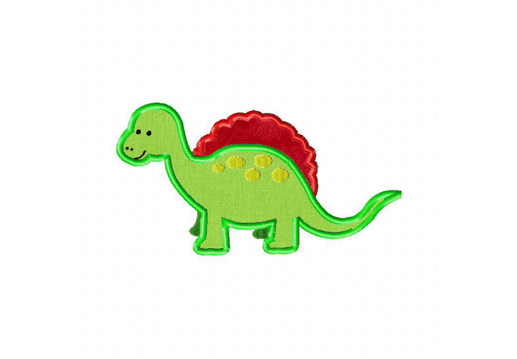 Dinosaur Machine Embroidery Design Includes Both Applique and Fill Stitch