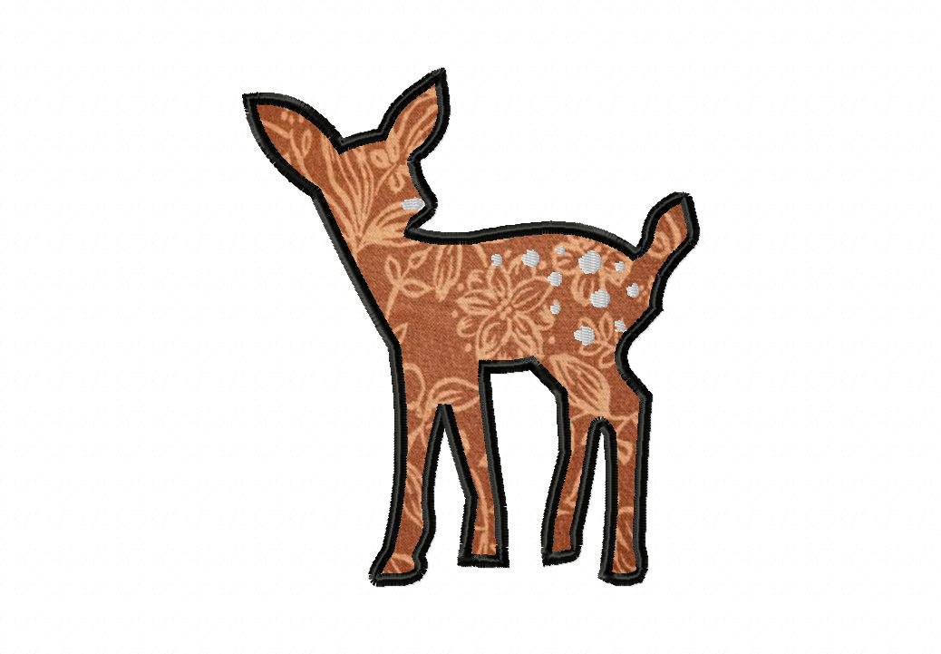 Fawn Embroidery Design Includes Both Applique and Fill Stitch