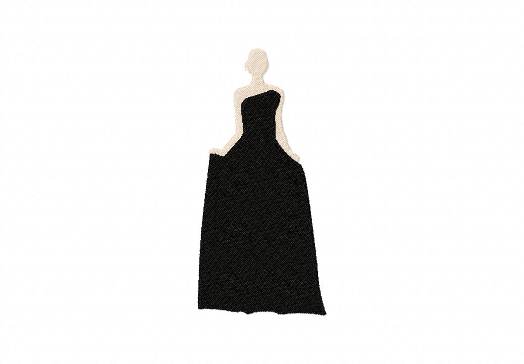 Formal Gown Silhouette Machine Embroidery Design