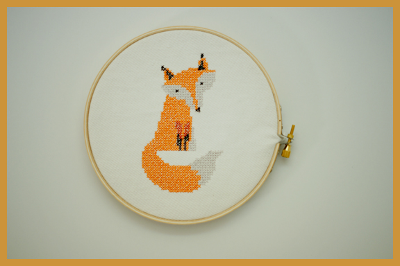 Machine Embroidery Fox in Cross Stitch Style Design
