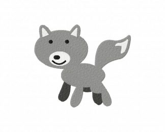 Grey Fox Machine Embroidery Design Includes Both Applique and Filled Stitch