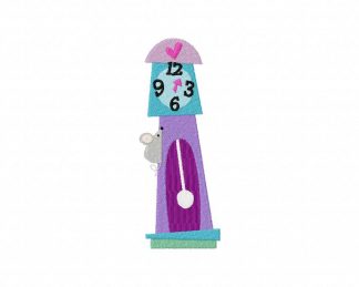 Hickory Dickory Dock Mouse and Clock Machine Embroidery Design