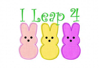 I Leap For Easter Candy Machine Embroidery Design Includes Both Applique and Filled Stitch