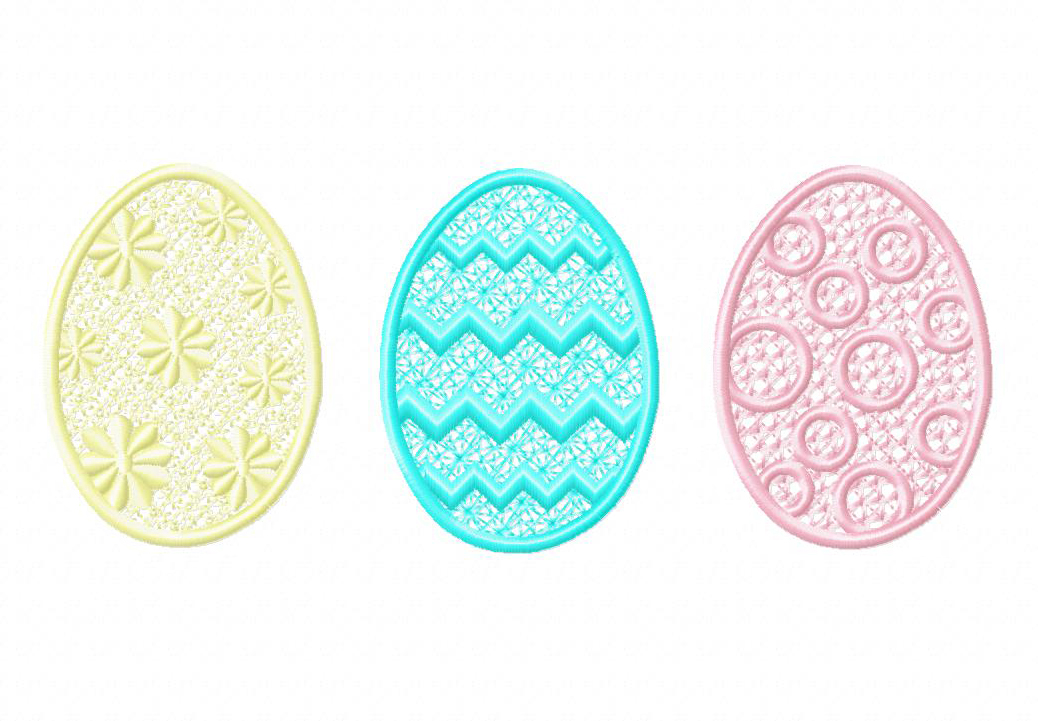 Freestanding Lace Eggs Three Pack Machine Embroidery Designs