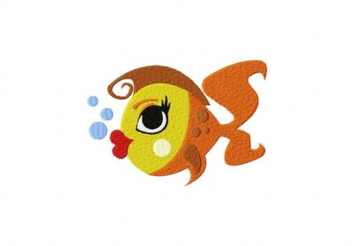 Lady Fish Machine Embroidery Design