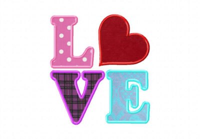 Love Machine Embroidery Design Includes Both Applique and Fill Stitch