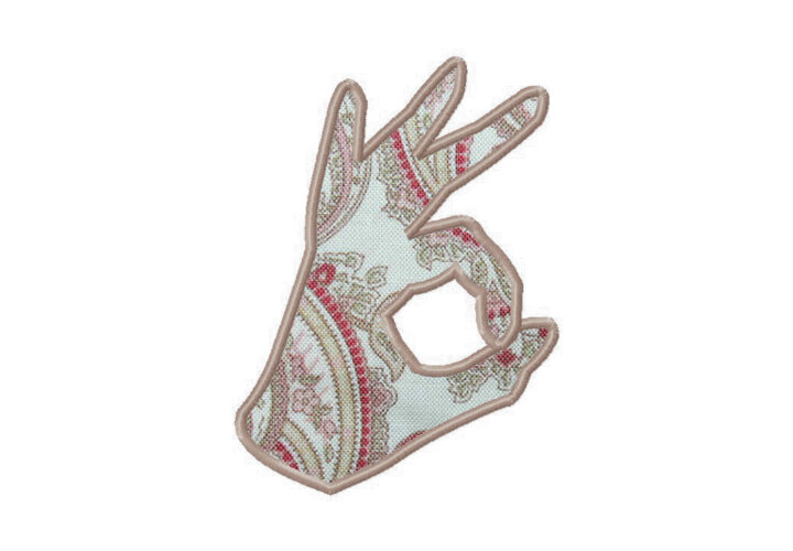 OK Hand Sign Machine Embroidery Design Includes Both Applique and Fill Stitch