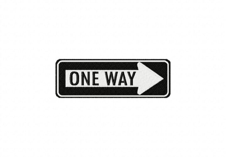 One Way Sign Machine Embroidery Design