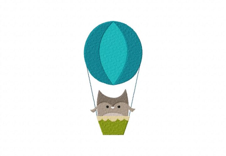 Hot Air Balloon Owl Machine Embroidery Design