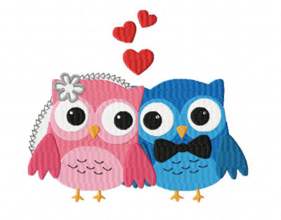 Owls In Love Machine Embroidery Design