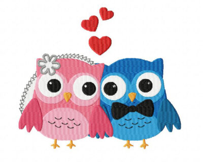 Owls In Love Machine Embroidery Design