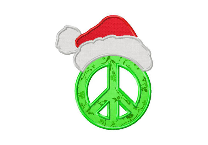 Peace and Christmas Machine Embroidery Design Includes Both Applique and Fill Stitch