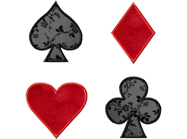 Playing Card Suits Applique Four Pack