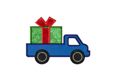 Holiday Christmas Present Truck Machine Applique Design