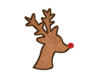 Red Nose Reindeer Silhouette Machine Embroidery Design Includes both Applique and Fill Stitch