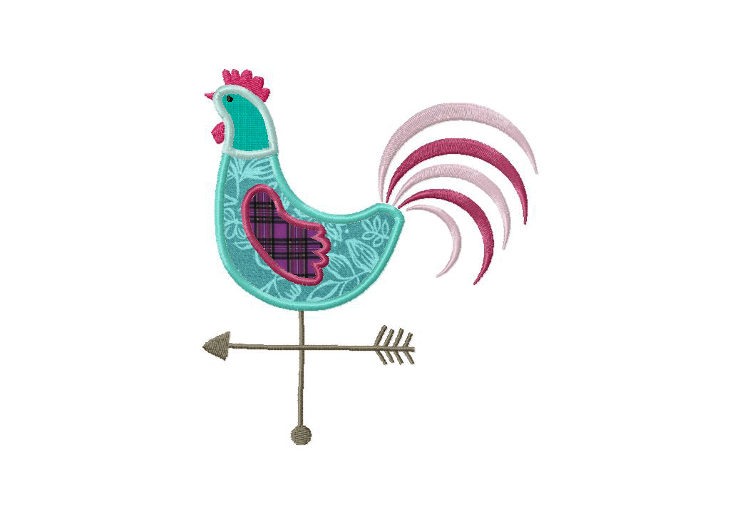 Rooster Weathervane Machine Embroidery Design
