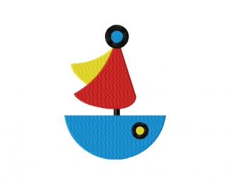 Sea Sailboat Machine Embroidery Design Includes Both Applique and Filled Stitch