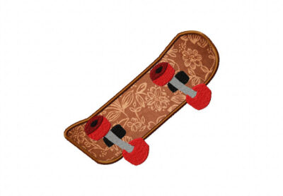 Skateboard Machine Embroidery Includes Both Applique and Fill Stitch