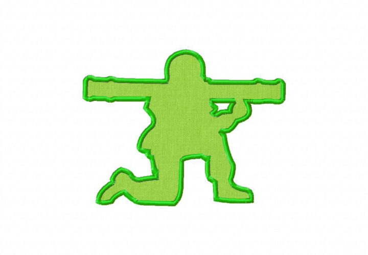 Bazooka Man Toy Soldier Includes Both Applique and Fill Stitch