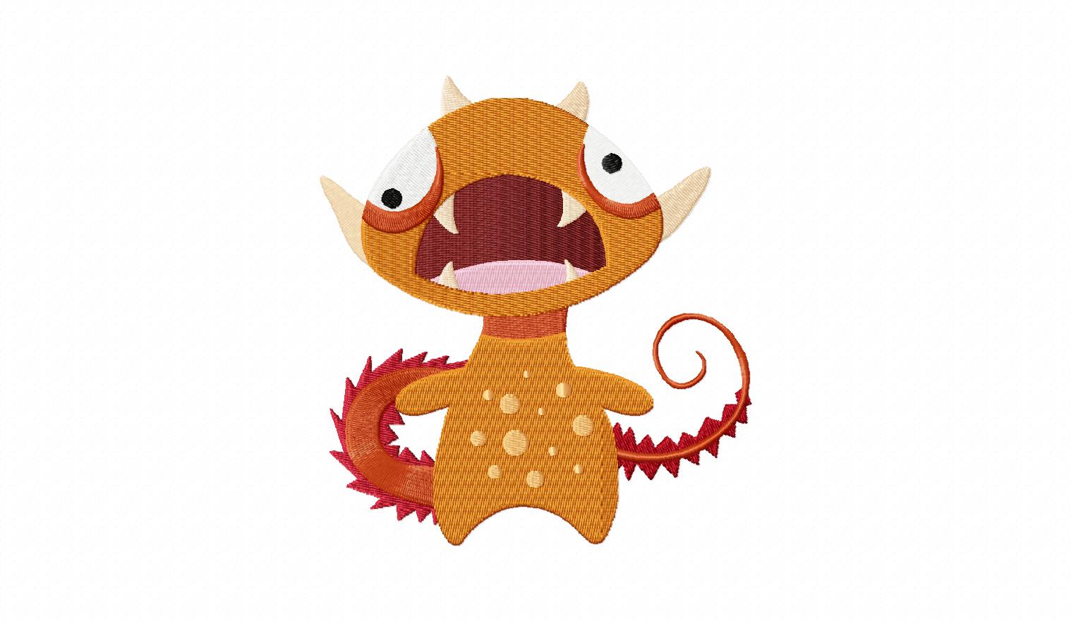 Growling Monster Machine Embroidery Design