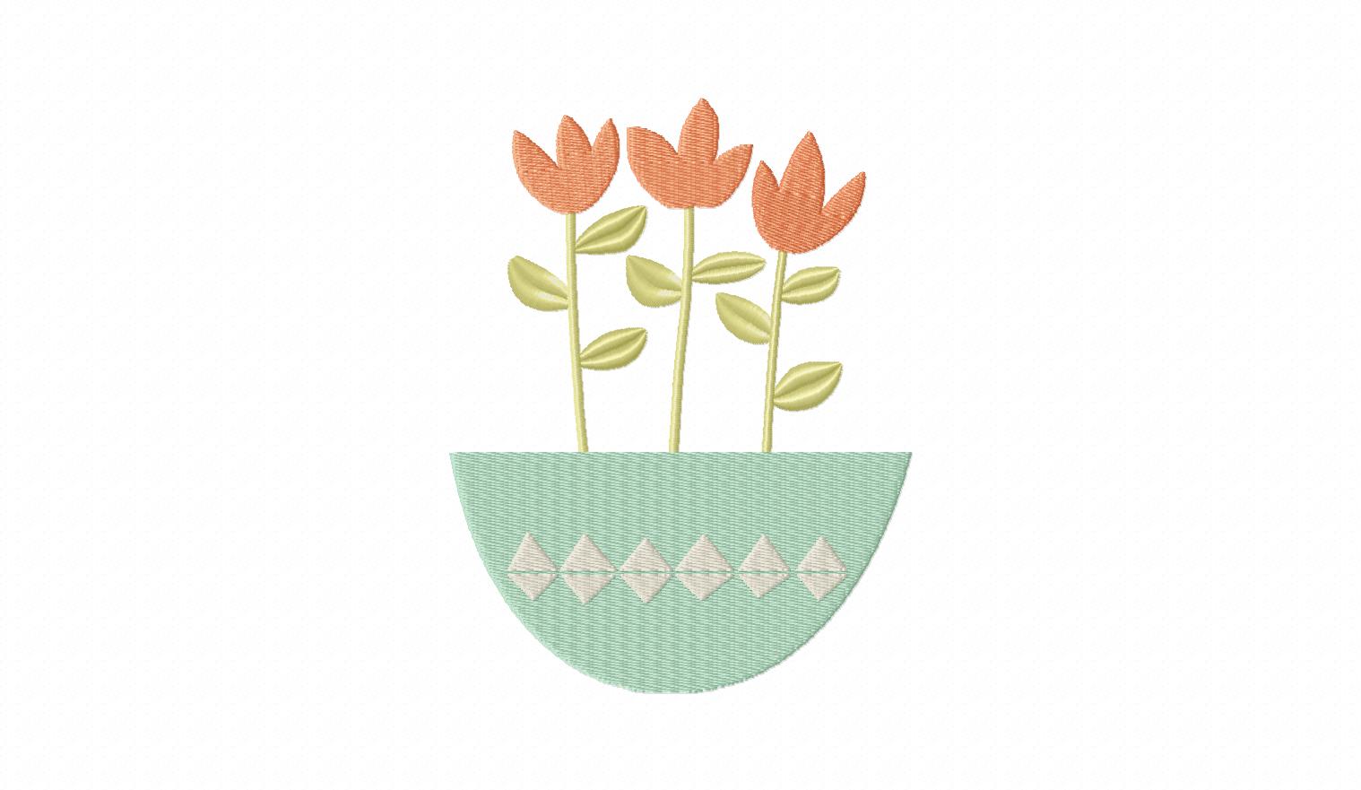 Potted Pretties Machine Embroidery Design