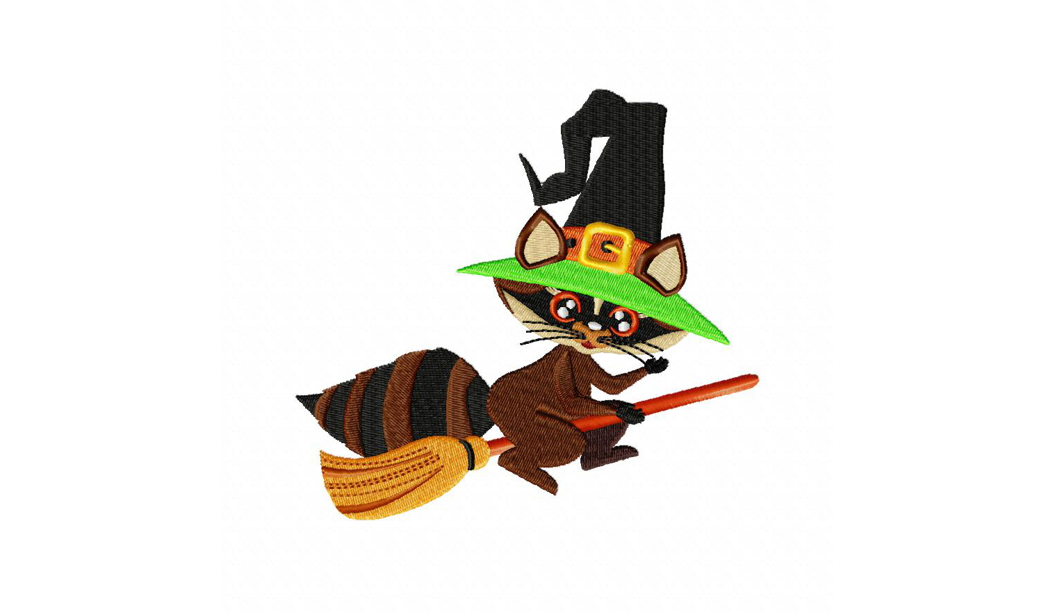Raccoon Witch Machine Embroidery Design