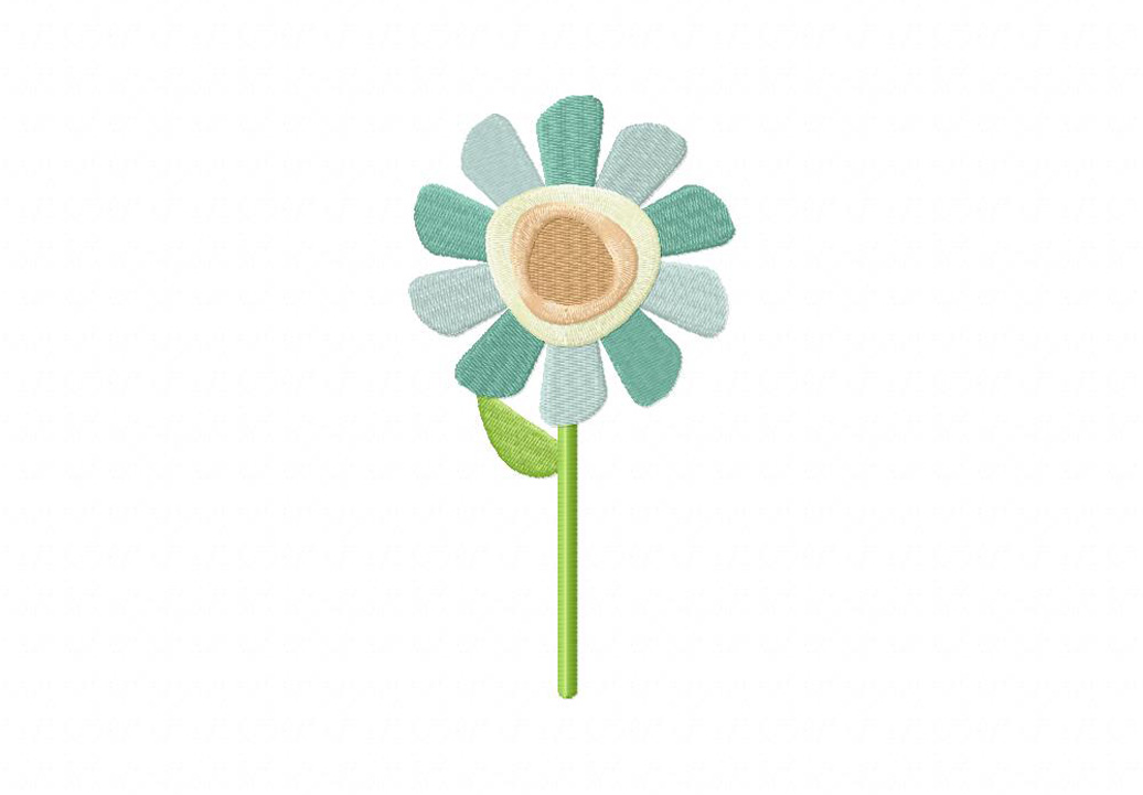 Teal Flower Machine Embroidery Design